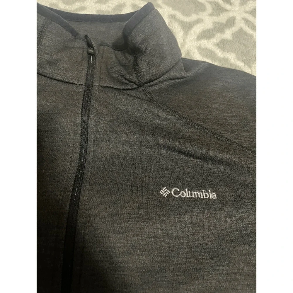 Columbia Womens XL Full Zip Fleece Jacket Charcoal Heather Black Mock Neck XL
